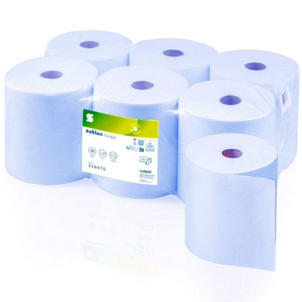 318470 Satino PT1 2-Ply Comfort Hand Towel Rolls BLUE 180m (1x6)