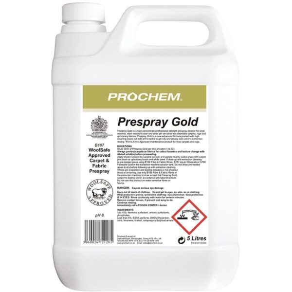 B107-05 Prochem Carpet PRESPRAY GOLD Woolsafe -5L