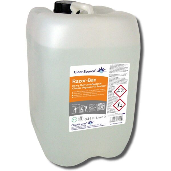CleanSource® RAZOR BAC Food-Safe H.Duty Degreaser & Sanitiser - 20L