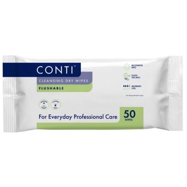 Conti Flushable & Maceratable Dry Wipes 22x24cm (28 x Pk.50)