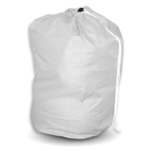 Durable Polyester Drawstring Laundry Bag - WHITE