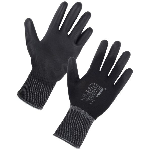 ELECTRON PU Coated Gloves Black - Pair (7) (S)