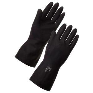 Heavy Black Rubber Gloves (XL) - Pair