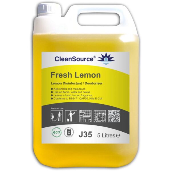 J35.5L CleanSource® FRESH LEMON Disinfectant / Deodoriser -5L