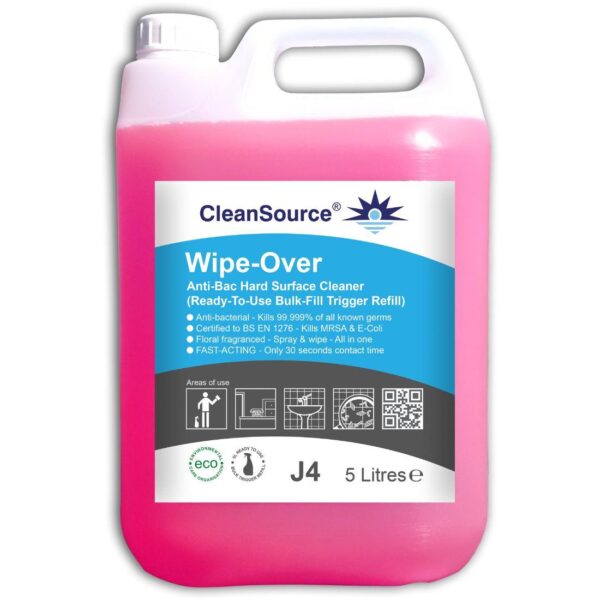 CleanSource® WIPE-OVER Anti-Bac Cleaner -5L RTU Refill
