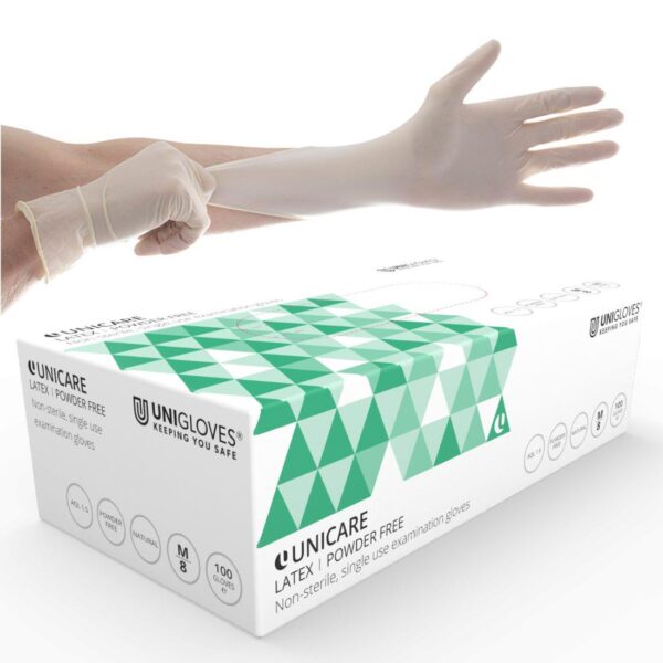 LC1PFM P/F Clear Latex 1.5 Medical Gloves - Med (1x100)