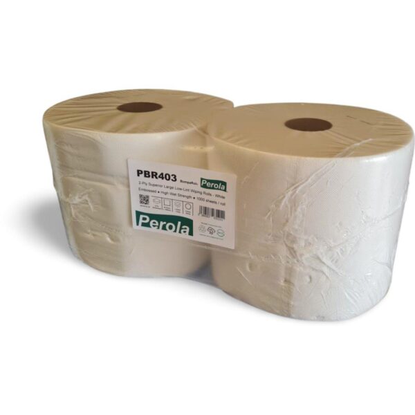 Perola® BumpaRol 1000 Sheet WHITE Embossed Wiping Rolls