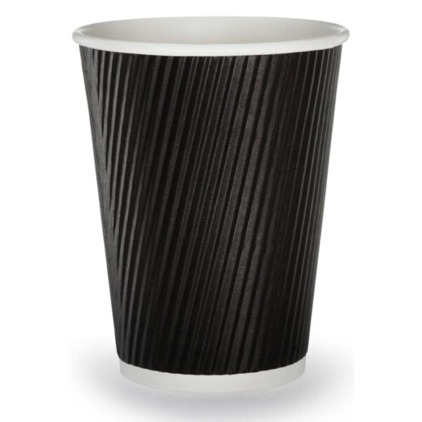 12oz BLACK Ripple Paper Hot Cups 20x25 (1x500)