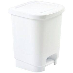 8L White Plastic Pedal Bin