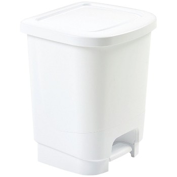 8L White Plastic Pedal Bin