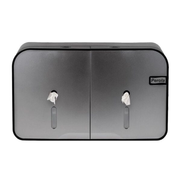 PPD002SV Perola® OneLeaf™ DUO Twin Toilet Roll Dispenser Silver