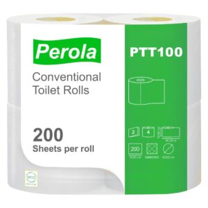 Perola® 200 sheet 2-ply PURE white toilet rolls (1x36)
