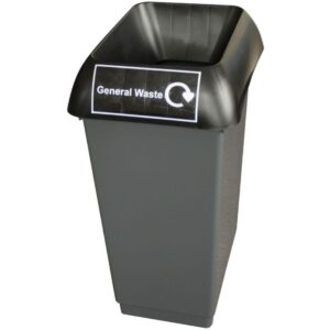 Bison 50L Recycling Bin / Black Lid / General Waste Sticker