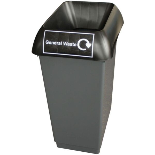 Bison 50L Recycling Bin / Black Lid / General Waste Sticker