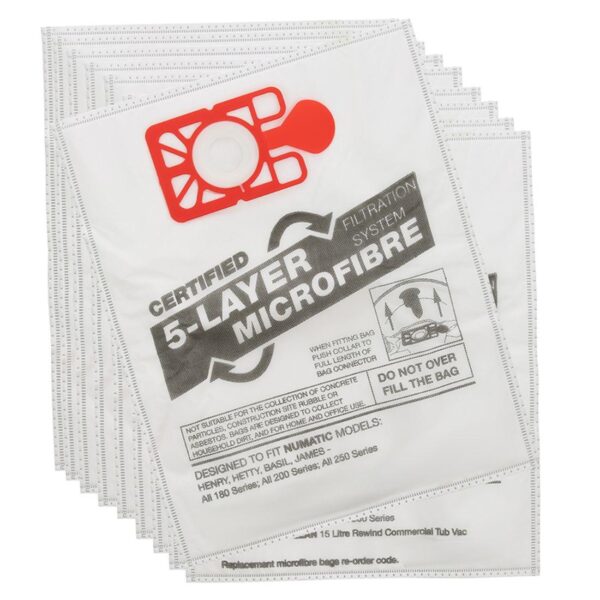 (604015) Microfibre 200 Tub Vacuum Bags NVM1CH (1x10)