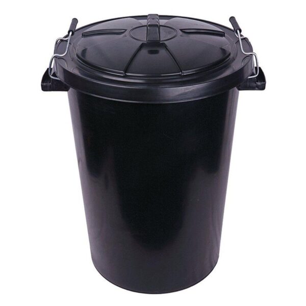 WB80-BK 80L Heavy Duty Black Dustbin (C/W) Clip-On Lid